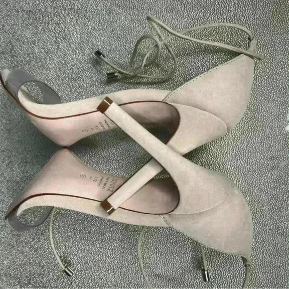 Schutz N7530* Women’s Josseana Open Toe Eggshell Ecru Nubuck High-Heel Sandals - Picture 5 of 7